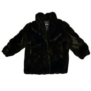 Vtg 80s Monterey Faux Fur Coat Women's Black Size XL Long Vegan Maximalist USA